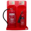 ultrafire double premium stand red holding two fire extinguishers including water mist and carbon dioxide types