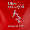 Closeup of the Ufechaircov Ultrafire Descender Cover in red with white evacuation chair graphic and text