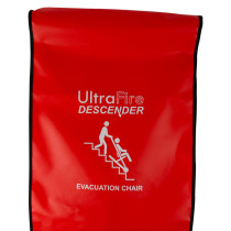 Red Ufechaircov Ultrafire Descender Cover Top with white evacuation chair graphic and black trim edges