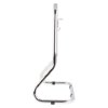 Side view of a double chrome extinguisher stand showing its curved frame and support features