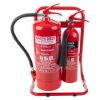 Ultrafire extinguisher stand red double showing two extinguishers labelled water mist and carbon dioxide with hoses attached