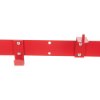 Red metal hooks on an ultrafire extinguisher stand red double showing two types of hook attachments