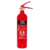 Front view of ultrafire 2kg co2 extinguisher without nozzle showing red cylinder and label