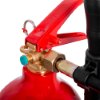 red handle and valve detail of ultrafire 5kg co2 extinguisher against white background