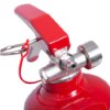ultrafire 1kg powder extinguisher showing the nozzle angled with red handle and metal valve components