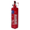 Side view of the ultrafire 1kg powder extinguisher showing the body and safety pin area