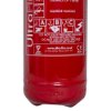 Bottom view of the ultrafire 2kg powder extinguisher showing labels and safety instructions