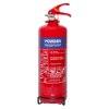 Front view of ultrafire 2kg powder extinguisher with mounting bracket attached