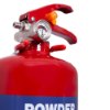 Ultrafire 2kg powder extinguisher showing a close-up of the pressure gauge angled to the side
