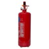 Side view of the ultrafire 2kg powder extinguisher showing the red cylinder and label details