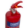Top view of the red ultrafire 2kg powder extinguisher showing the handle and pressure gauge