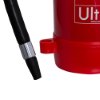 Close-up of the nozzle on an ultrafire 6kg powder extinguisher showing the black tip and part of the red body