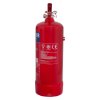 Side view of ultrafire 6kg powder extinguisher showing the red cylinder and label details