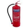 Front view of the ultrafire 9kg powder extinguisher showing label and handle