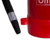 Close-up of the nozzle on the ultrafire 9kg powder extinguisher showing part of the red container and black nozzle end