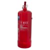 Side view of the red ultrafire 9kg powder extinguisher showing the top valve and part of the label