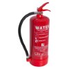 Red ultrafire 6l water extinguisher shown angled with a black hose attached to the top handle