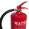 Top view of the ultrafire 6l water extinguisher showing the red handle, pressure gauge and black hose