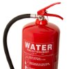 Top view of ultrafire water fire extinguisher 9l showing handle, safety pin, and pressure gauge