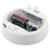 angled view of ultrafire radio interlinked 10yr battery heat alarm base showing battery and internal components