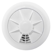 Front view of the ultrafire radio interlinked 10yr battery heat alarm showing its circular white design