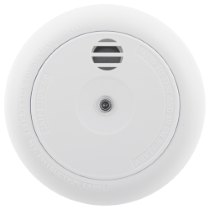 Front view of the ultra fire smoke alarm showing its round white design and central sensor area