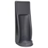angled view of ultra fire single economy fire extinguisher stand in grey showing its curved holder and base