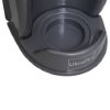 Close up of the grey base of the Ultra Fire single economy fire extinguisher stand showing the logo and round holder area