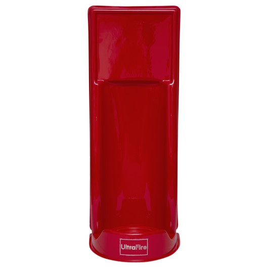 Front view of a single red UltraFire economy fire extinguisher stand showing a simple upright design