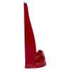 a side shot of the double fire extinguisher stand in red highlighting the slim profile of the stand