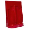 Angled view of the ultrafire economy fire extinguisher stand double in red color showing its shape and compartments