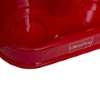 Close-up of the red base of the ultrafire economy fire extinguisher stand double red showing its rounded edges and logo