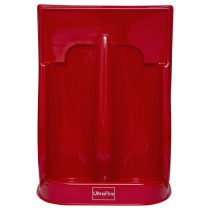 Front view of the ultrafire economy fire extinguisher stand double in red color with a smooth surface and logo at the base