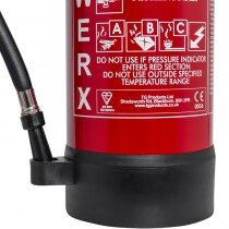 Plastic skirt to prevent damage to extinguisher or surroundings