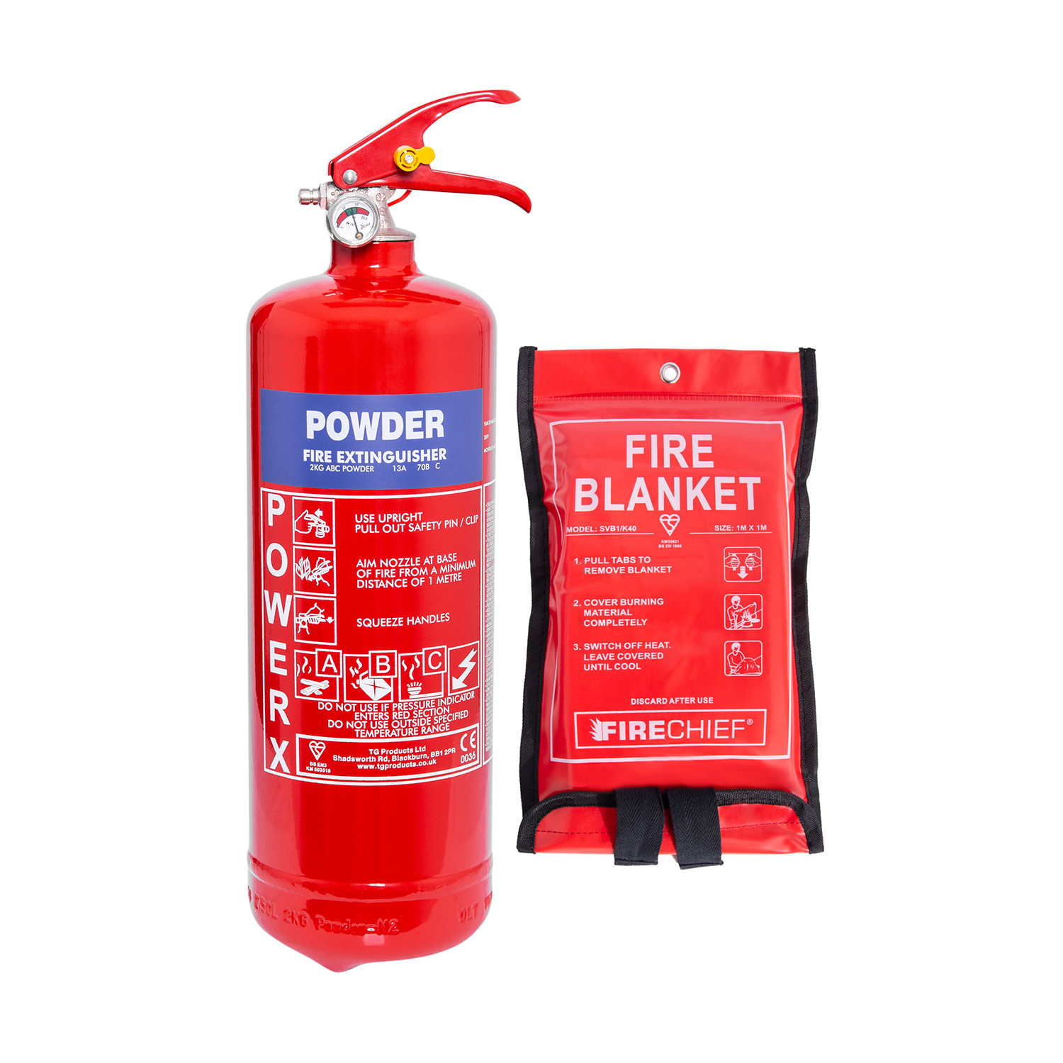 2kg Powder Fire Extinguisher + Fire Blanket Offer