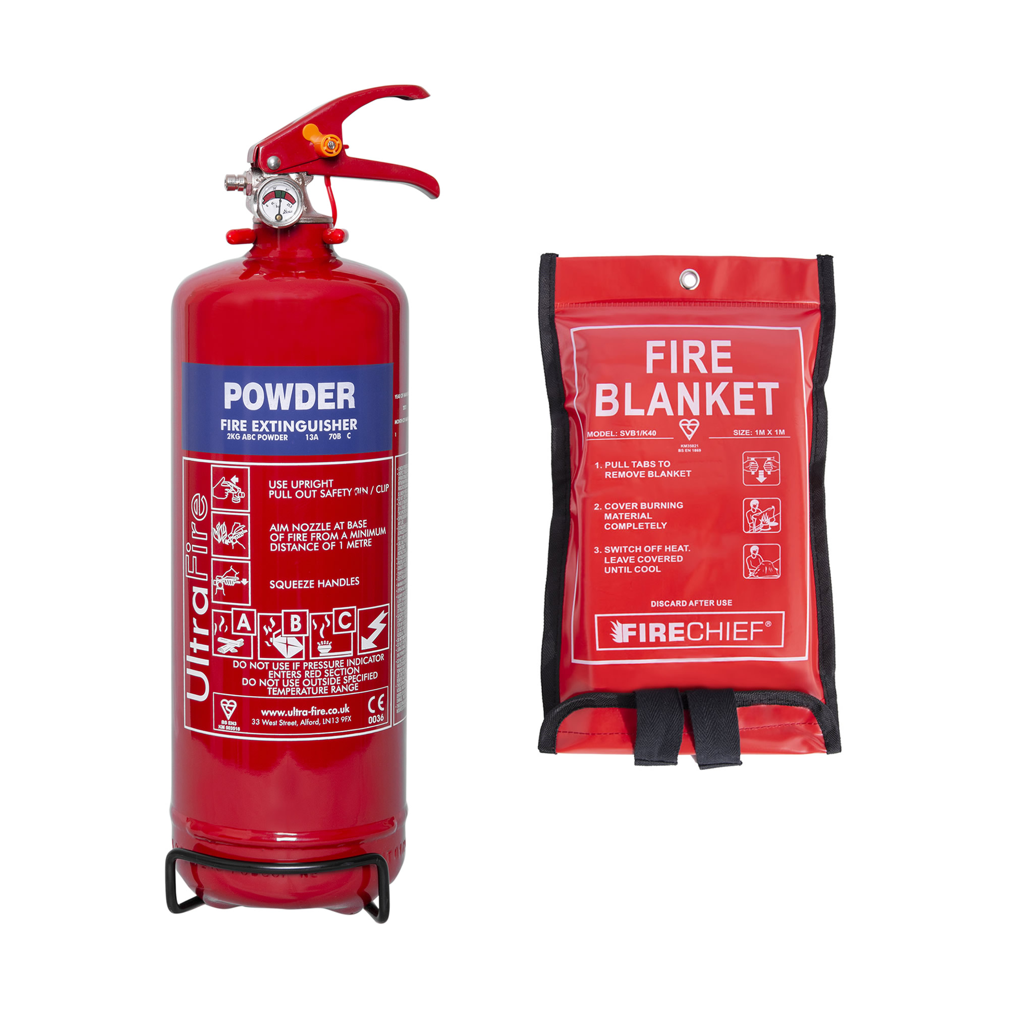 2kg Powder Fire Extinguisher + Fire Blanket Offer